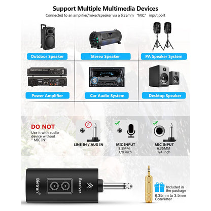 Bietrun Wireless Microphone Rechargeable, 168FT Range Bluetooth Microphone Wireless (Work 7 hrs) with 1/4'' Output, UHF Metal Handheld Dynamic Mic for Karaoke Machine/PA System/Speaker/Church/Wedding