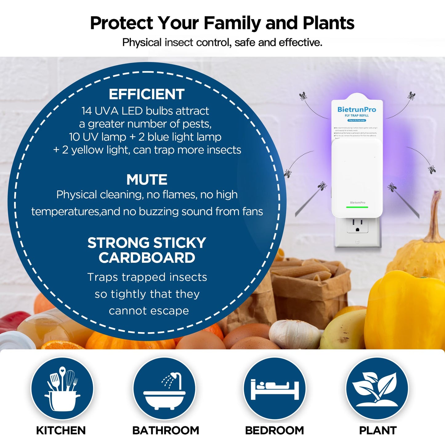 Fly Traps Indoors, Gnat Traps for House Indoor, 3-in-1 UV/Blue/Yellow Light Plug-in Flying Insect Catcher Bug Zapper, Fruit Fly Killer, NAT Killer, Get Rid of Gnat Infestation