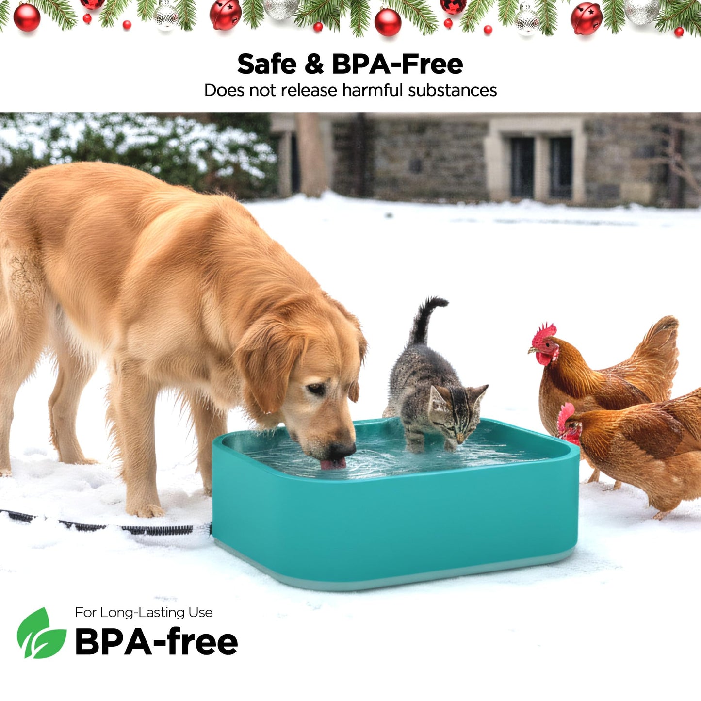 5.5L/1.45Gal Extra Large Heated Water Bowl, Indoor & Outdoor Winter Antifreezing Pet Heated Thermal Water Bowl Dish, Anti Chewy Cord, BPA-Free, Pet Products for Dog Cats Rabbit Chicken Duck Squirrel