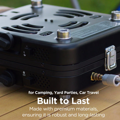 Propane 2-Burner Camping Stove with Carrying Bag, 17500 BTU Adjustable Burners, Portable Folding Gas Stove for Camping, Outdoor Cooking, Backpacking Camp Stove for BBQ, Camping Tailgating