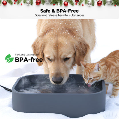 5.5L/1.45Gal Extra Large Heated Water Bowl, Indoor & Outdoor Winter Antifreezing Pet Heated Thermal Water Bowl Dish, Anti Chewy Cord, BPA-Free, Pet Products for Dog Cats Rabbit Chicken Duck Squirrel