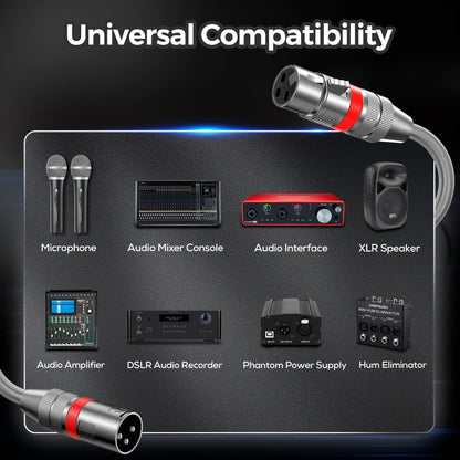 XLR Cables 100FT/30M 2 Packs, Premium Heavy Duty Balanced Microphone Cable with 3-Pin XLR Male to Female Microphone Cord Connector Compatible with Microphones,Mixer,Speaker Systems,Preamps and More