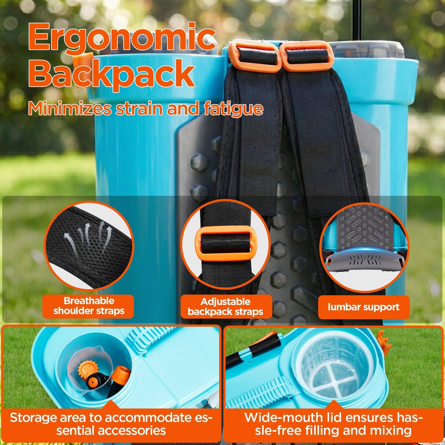 4 Gallon Battery Powered Backpack Sprayer with Mixer, 100 PSI Powerful Pressure Weeds Insecticide Pesticide Electric Sprayer, 31.50 in Metal Spray Pole, 5 Nozzles, Ergonomic Backpack, for Lawn Garden