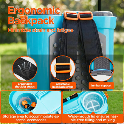 4 Gallon Battery Powered Backpack Sprayer with Mixer, 100 PSI Powerful Pressure Weeds Insecticide Pesticide Electric Sprayer, 31.50 in Metal Spray Pole, 5 Nozzles, Ergonomic Backpack, for Lawn Garden