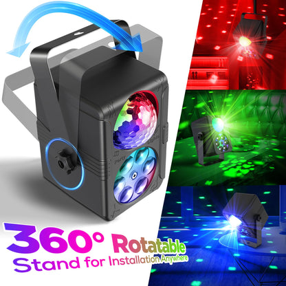 Party Lights Disco Ball Light, Dj Disco Light Sound Activated for Indoor Room Outdoor Dance Floor Parties Birthday Rave Home Karaoke Halloween Christmas Wedding Show Bar Club Decorations