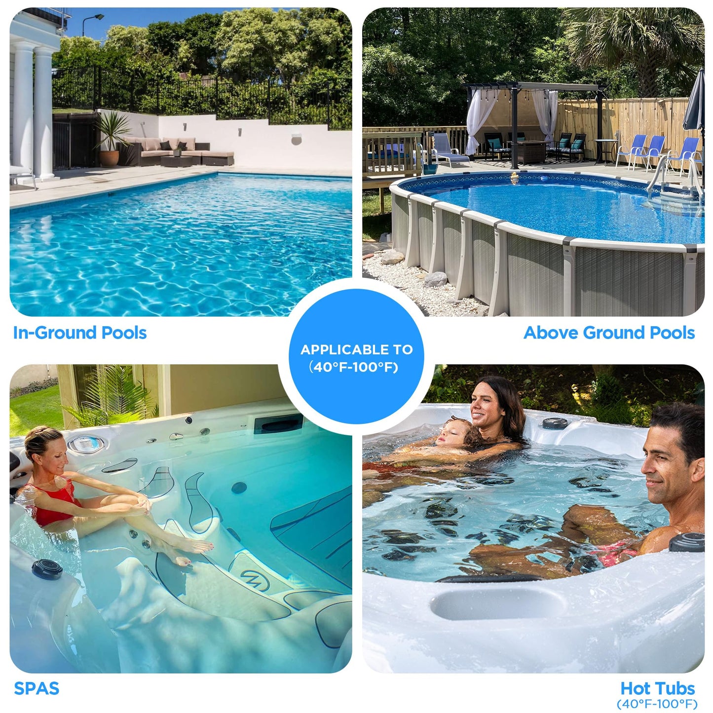 Pool Vacuum for Above Ground Inground Pool with 72'' Extension Pole, 1-Hour WorkTime, 2 Cleaning Heads, 18.5 GPM Powerful Suction, Handheld Rechargeable Cordless Pool Cleaner with 4 Collection Filters