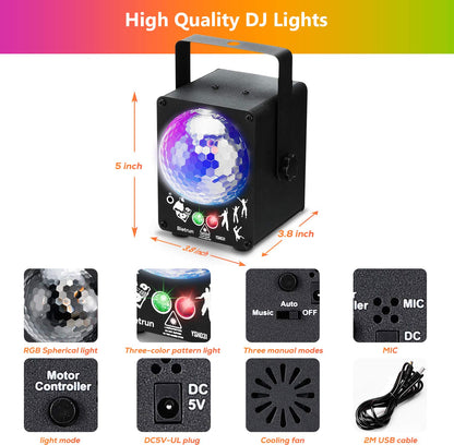 Party Dj Disco Stage Light with Sound Activated and 60 Color Changing, Bietrun Led RGB Laser Rave Flashing Strobe Lights with Remote Control for Parties, Wedding, Dance Floor, Bar, DJ, Birthday, KTV