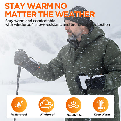 Heated Gloves for Women Men Waterproof Rechargeable, Medium Electric Heating Hand Warmers Cold Winter Gloves with Reflective Cloth, Touch Screen for Travel Skiing Working Motorcycle Hunting Gifts