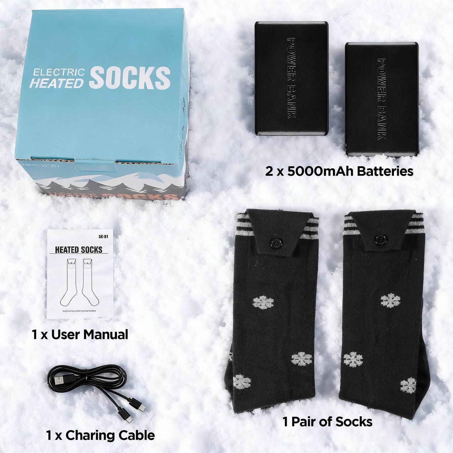 Heated Socks for Men Women, Electric Heated Socks Up to 8 Hours with 4 Heating Levels, Max to 154℉, Rechargeable Heating Socks for Hunting, Camping, Skiing, Walking, Fishing, Cycling, Outdoor Work