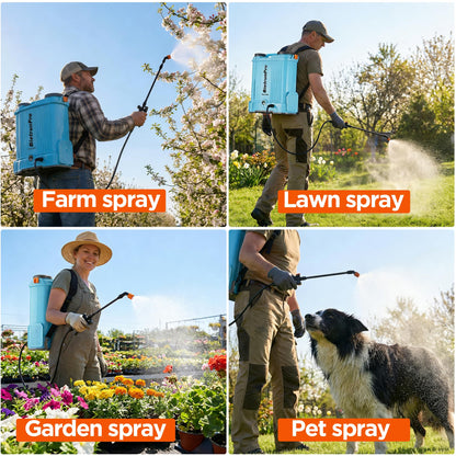 4 Gallon Battery Powered Backpack Sprayer with Mixer, 100 PSI Powerful Pressure Weeds Insecticide Pesticide Electric Sprayer, 31.50 in Metal Spray Pole, 5 Nozzles, Ergonomic Backpack, for Lawn Garden