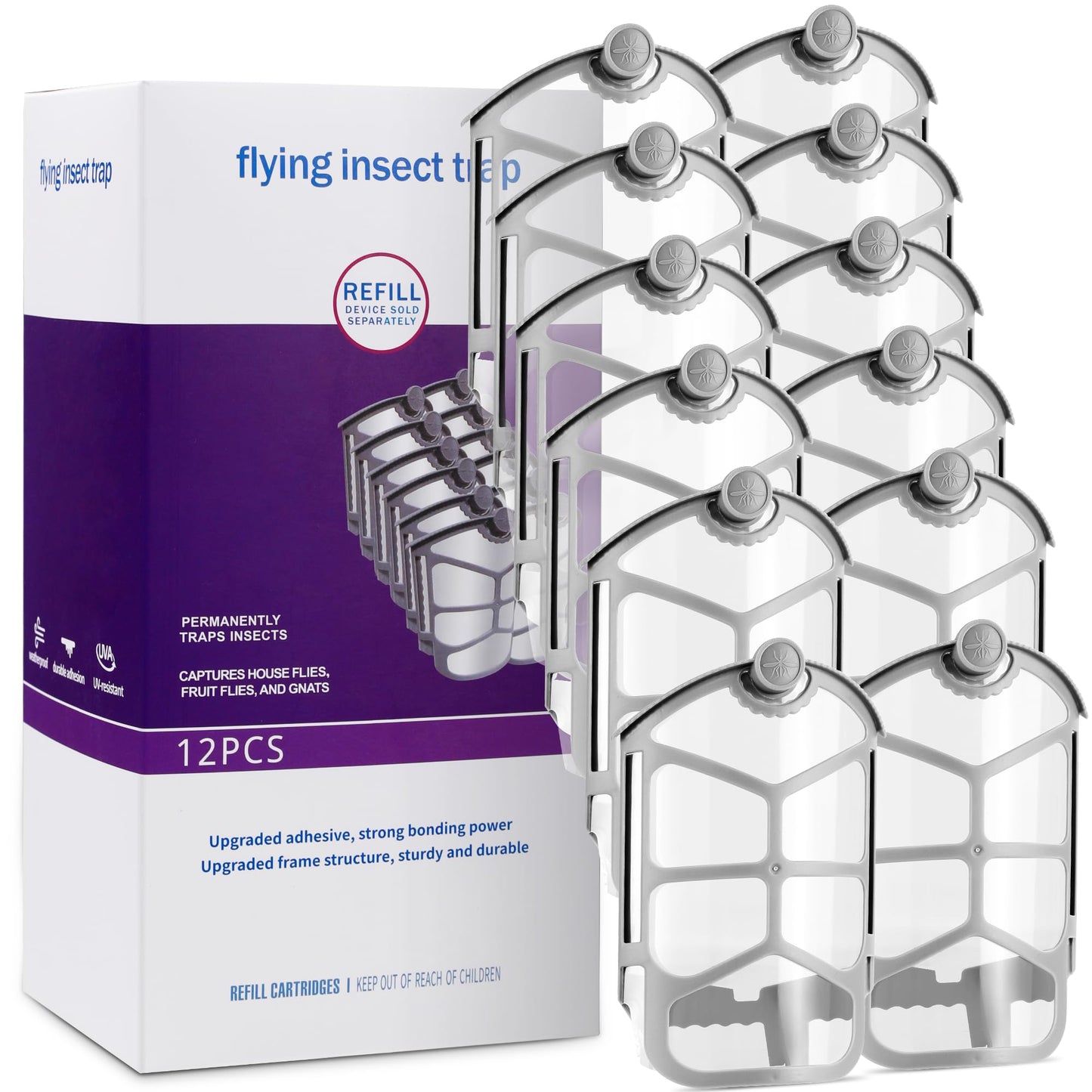 Refill Cartridge Kit Replacement Compatible with ZEVO M364 and ZEVO Max Plug-in Light Flying Insect Trap Refill for Indoors Refill Replacement Sticky Pads for Bug Catcher