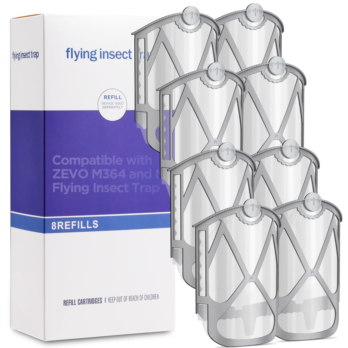 Refill Cartridge Kit Replacement Compatible with ZEVO M364 and ZEVO Max Plug-in Light Flying Insect Trap Refill for Indoors Refill Replacement Sticky Pads for Bug Catcher