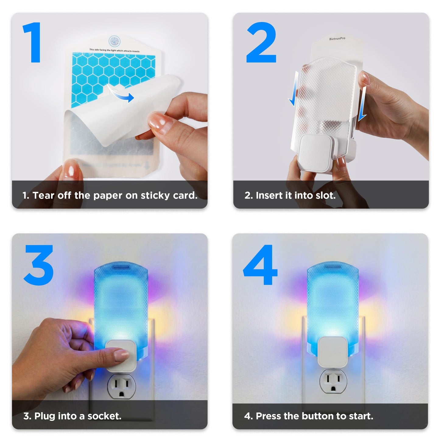 Fruit Fly Traps for Indoors for Fruit Flies, Gnats, Flying Insects, Moths, Bugs, Fungus, 3-in-1 UV/Blue/Yellow Light Plug-in Gnat Traps, No-Mess Bug Zapper, 7 * 24hrs Pest Control