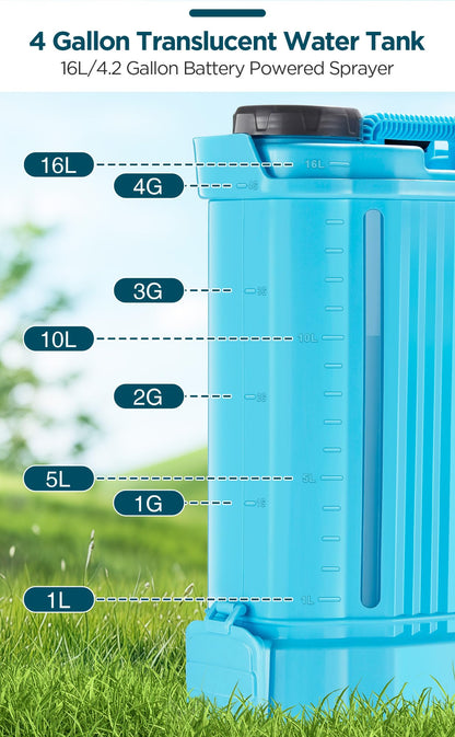 4 Gallon Battery Powered Backpack Sprayer with Mixer