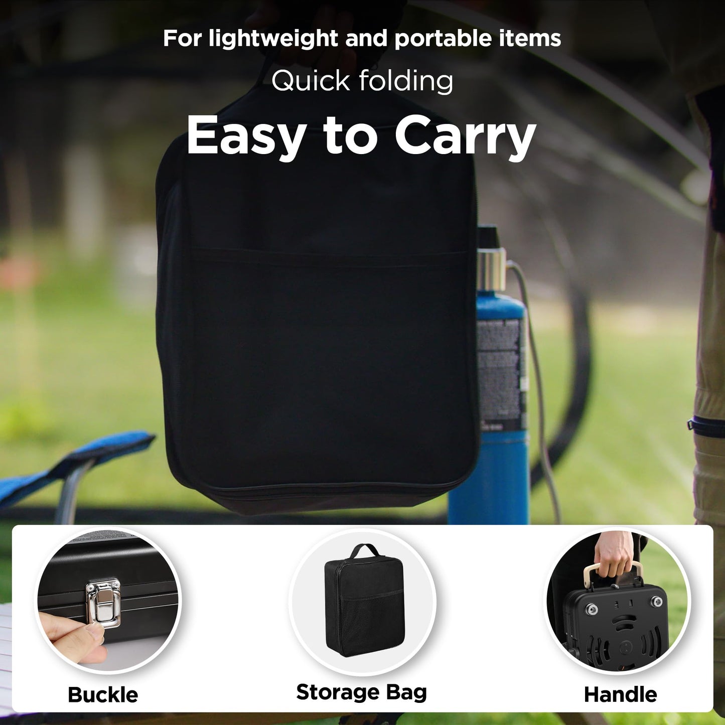 Propane 2-Burner Camping Stove with Carrying Bag, 17500 BTU Adjustable Burners, Portable Folding Gas Stove for Camping, Outdoor Cooking, Backpacking Camp Stove for BBQ, Camping Tailgating