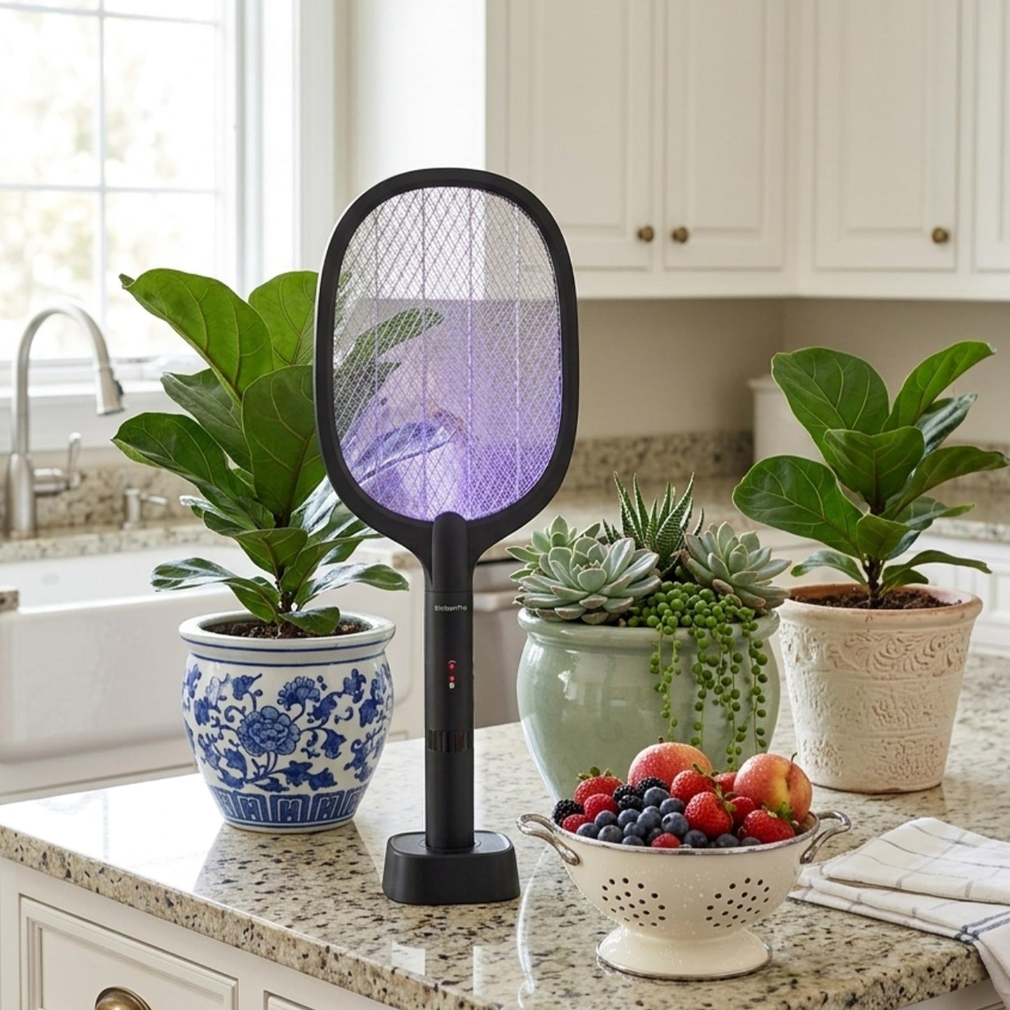 Fly Swatter Electric(2 Pack), USB-C Rechargeable Electric Mosquito Racket, Portable Handheld Cordless Electric Bug Zapper Indoor Racket to Kill Mosquitoes, Wasps, Gnats, Flies, Bugs, with Stand