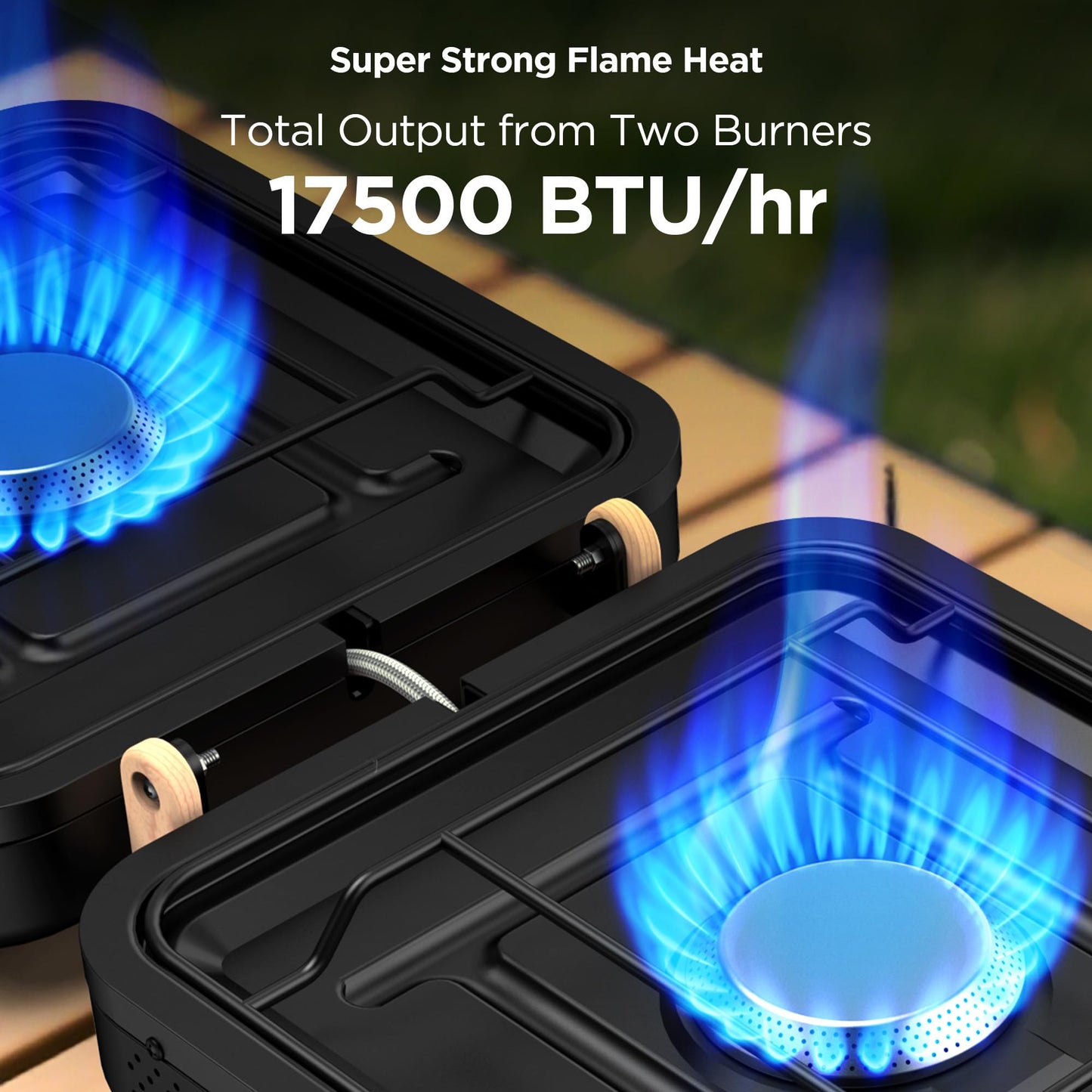 Propane 2-Burner Camping Stove with Carrying Bag, 17500 BTU Adjustable Burners, Portable Folding Gas Stove for Camping, Outdoor Cooking, Backpacking Camp Stove for BBQ, Camping Tailgating