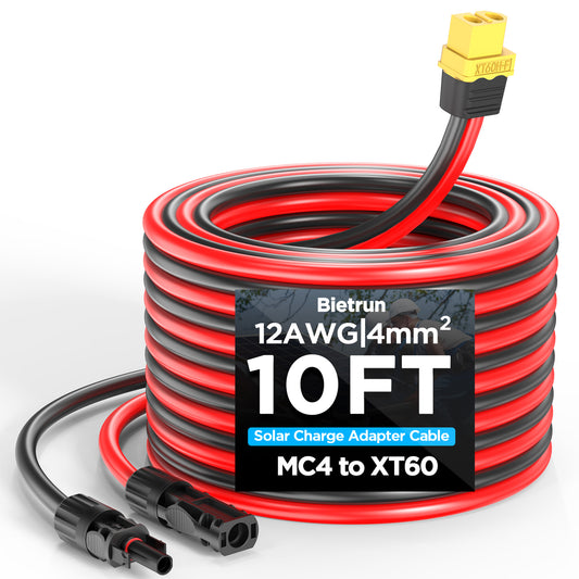 Mc4 to Xt60, 20FT Xt60 Connector Solar Charge Cable, 12AWG Pure Copper Solar Panel Mc4 to XT60 Extension Adapter Cable, Waterproof Connectors, for Solar Panel to Battery, RV, Portable Power Station