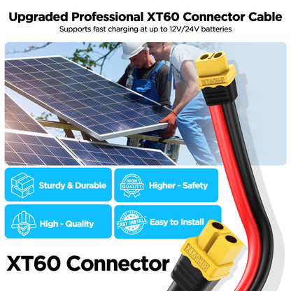 Mc4 to Xt60, 20FT Xt60 Connector Solar Charge Cable, 12AWG Pure Copper Solar Panel Mc4 to XT60 Extension Adapter Cable, Waterproof Connectors, for Solar Panel to Battery, RV, Portable Power Station