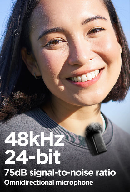 Wireless Lavalier Microphone for iPhone/AndroidPhone/iPad with Lightning & Type-C 2 Receiver, Noise Cancelling/Echo/48kHz 24-bit/164ft Range/Rechargeable Case of 30 hrs Work Time for TikTok, Vlogging