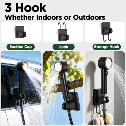 Camping Shower Kit with 6.6 Gal Foldable Bucket, 8000mAh Rechargeable Camp Shower Pump(Sustainable 13-Bucket Bath), 3-Mode Adjustable Shower Head, Portable Shower Kit for Travel, Camping, Pet, Car