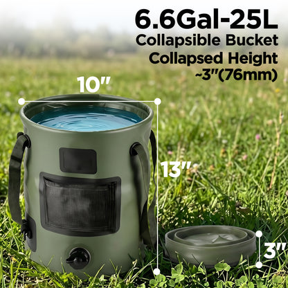 Camping Shower Kit with 6.6 Gal Foldable Bucket, 8000mAh Rechargeable Camp Shower Pump(Sustainable 13-Bucket Bath), 3-Mode Adjustable Shower Head, Portable Shower Kit for Travel, Camping, Pet, Car