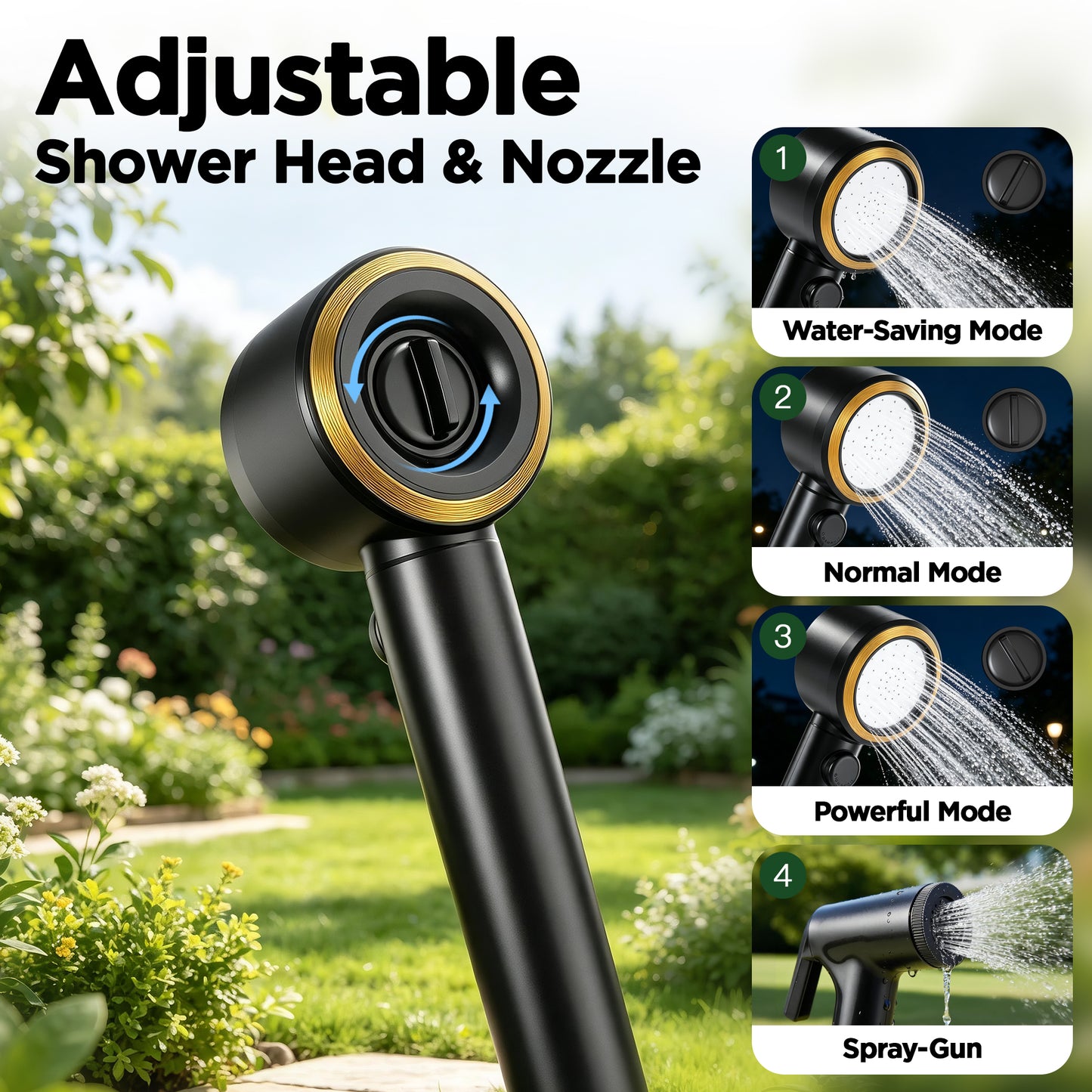 Camping Shower Kit with 6.6 Gal Foldable Bucket, 8000mAh Rechargeable Camp Shower Pump(Sustainable 13-Bucket Bath), 3-Mode Adjustable Shower Head, Portable Shower Kit for Travel, Camping, Pet, Car