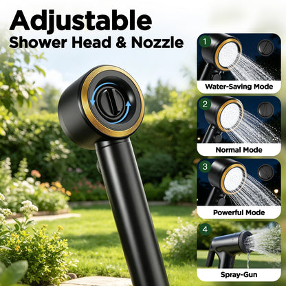 Camping Shower Kit with 6.6 Gal Foldable Bucket, 8000mAh Rechargeable Camp Shower Pump(Sustainable 13-Bucket Bath), 3-Mode Adjustable Shower Head, Portable Shower Kit for Travel, Camping, Pet, Car